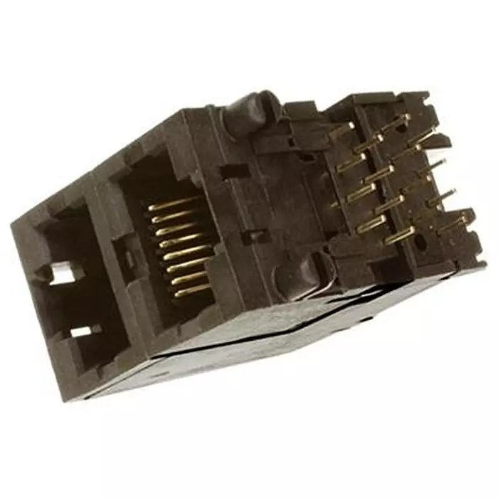 AMPHENOL COMMUNICATIONS SOLUTIONS RJ45 CONN, JACK, 8P8C, 2PORT, CAT5, TH, RJSAE-5080-02