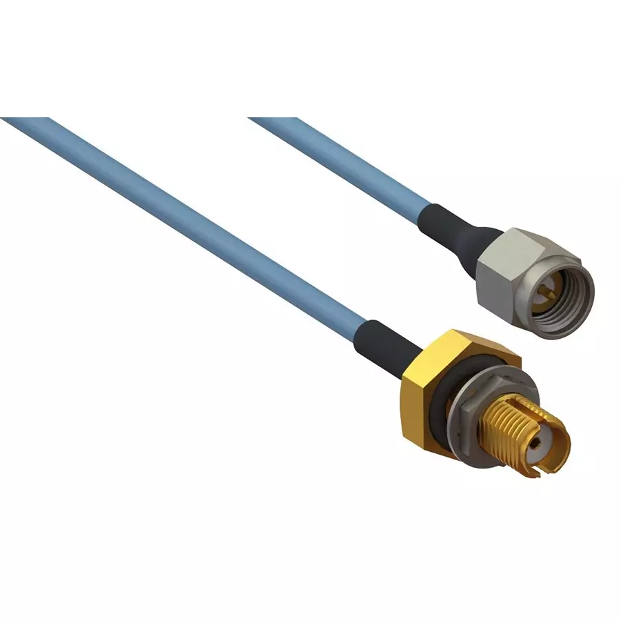 AMPHENOL SV MICROWAVE RF COAX CABLE, SMA PLUG-SMA BHD JACK, 6", 7029-3408