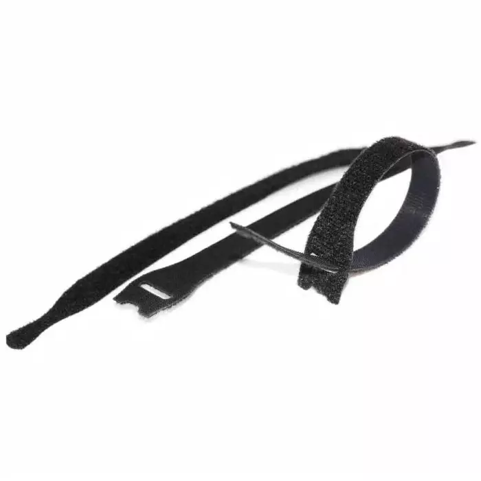 RS Pro Cable Tie Hook and Loop 203.5 mm x 12 mm Black Fabric (Pack of 25)