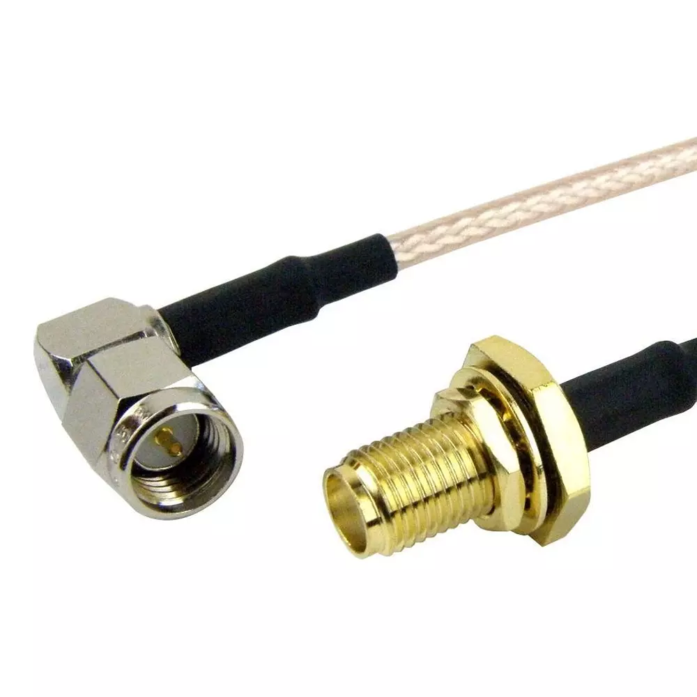 FAIRVIEW MICROWAVE Cable Assembly, R/A SMA PLUG-SMA BLKHD JACK, FMC0412315-12
