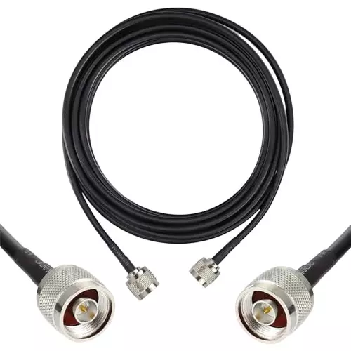 NBR N Male to N Male RG58 Low Loss RF Coaxial Jumper Extension Antenna Cable, 12 m for 4G/5G LTE, ADS-B, Ham Radio
