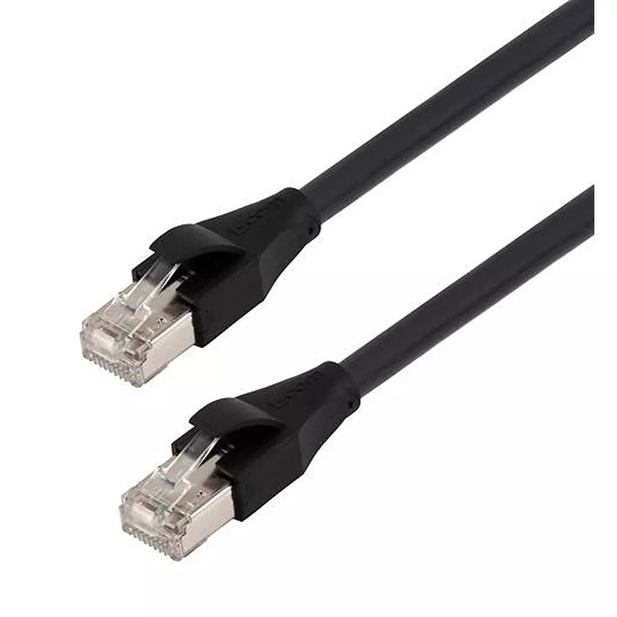 L-COM ENET CABLE, CAT6, RJ45 PLUG-PLUG, 25FT, TRD695SFBLK-25F