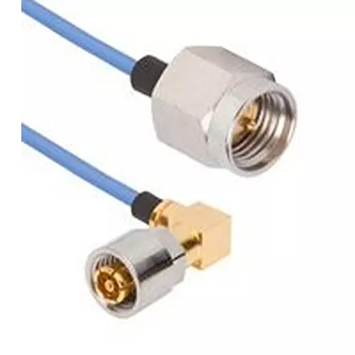 AMPHENOL SV MICROWAVE Cable Assembly, R/A SMPM JACK-RP SMA PLUG, 12", 7032-9896