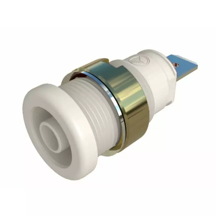 HIRSCHMANN TEST AND MEASUREMENT Banana Connector White male 4 mm Tab Termination 32A 1kV Gold Plating, 972356107 (Pack of 2)