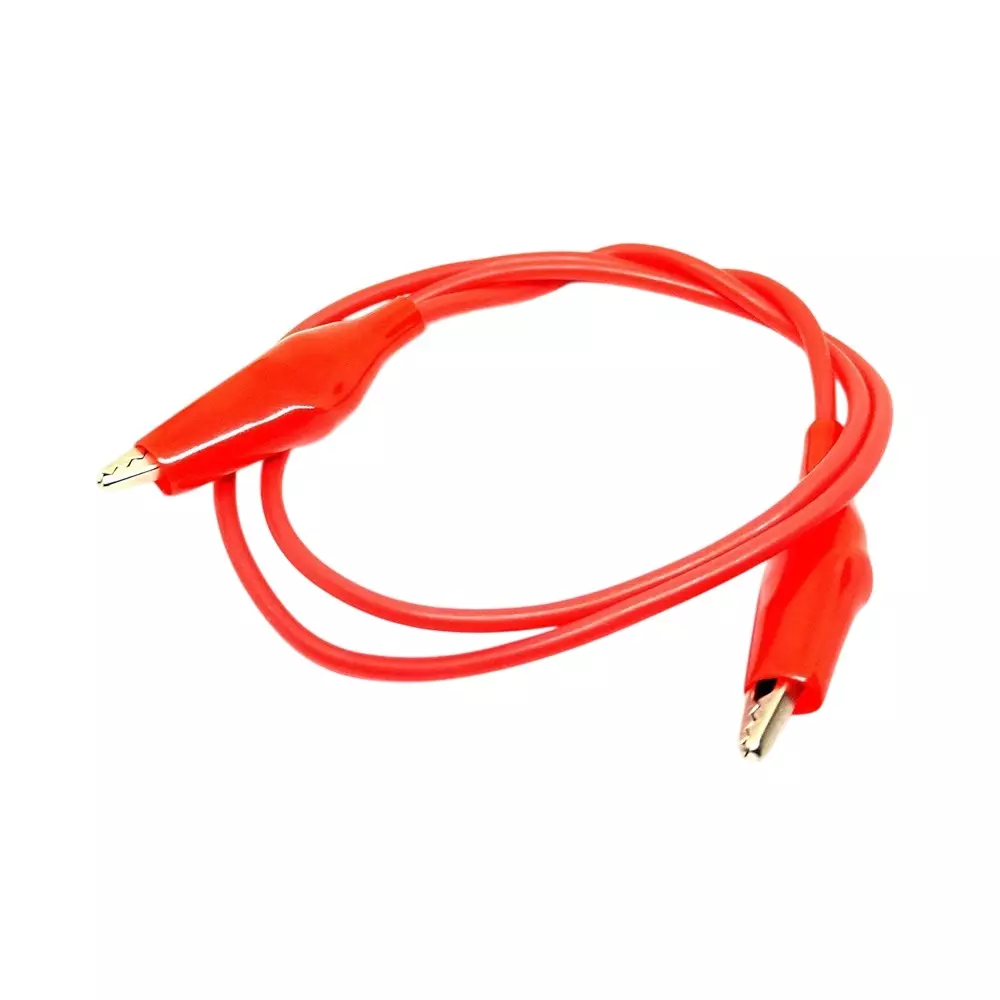 Invento Double Ended Mini Crocodile Alligator Clip with 20 AWG 500 mm Length 0.5 sq.mm Silicone Wire Red, ISC 3019-3 (Pack of 6 Pcs)