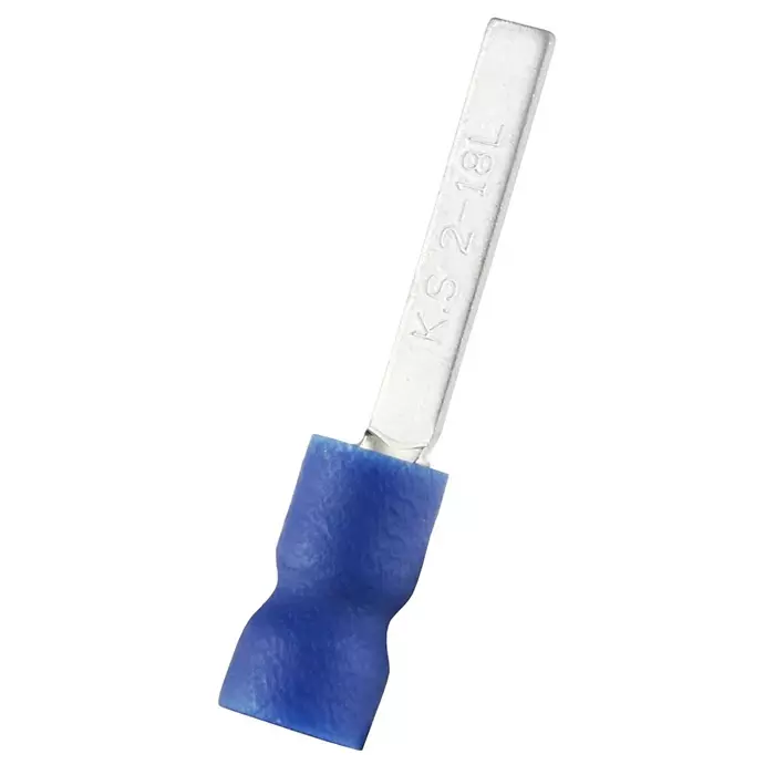 RS PRO Crimp Blade Terminal Insulated 18 mm Blade Length 1.5 mm² to 2.5 mm² Blue, 1787252