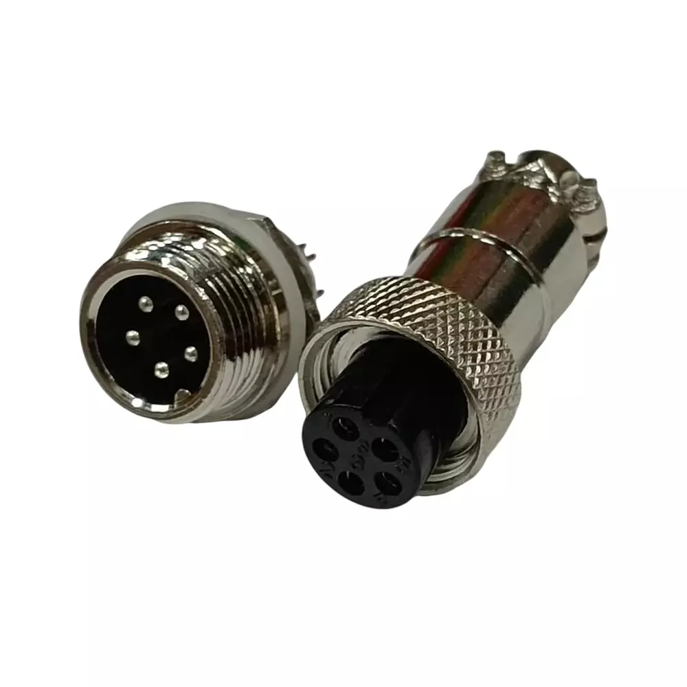 SETMI INDIA Aviation Connector Set 12 mm 5-Pin Male & Female Plug Metal Circular Solder Jack