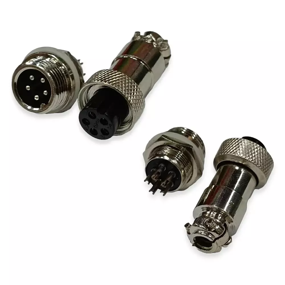 SETMI INDIA Aviation Connector Set 12 mm 5-Pin Male & Female Plug Metal Circular Solder Jack