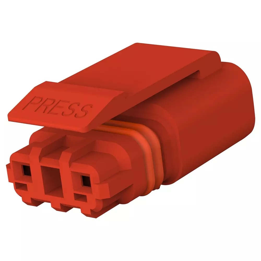 TE CONNECTIVITY Plug Housing, 2Pos, Thermoplastic, Red, 3-2834074-2