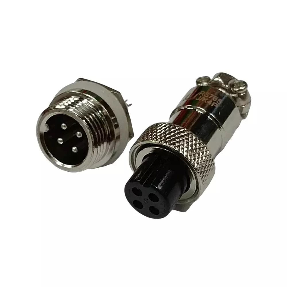 SETMI INDIA Aviation Connector Set 12 mm 4-Pin Male & Female Plug Metal Circular Solder Jack