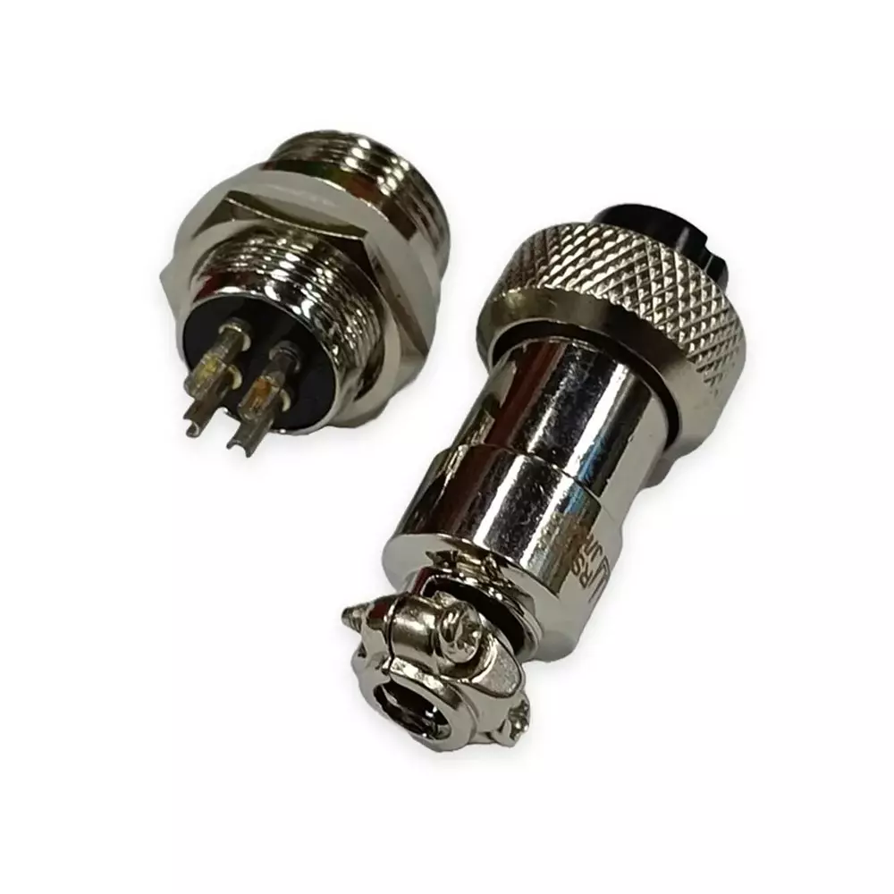 SETMI INDIA Aviation Connector Set 12 mm 4-Pin Male & Female Plug Metal Circular Solder Jack