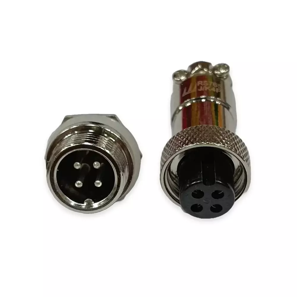 SETMI INDIA Aviation Connector Set 12 mm 4-Pin Male & Female Plug Metal Circular Solder Jack