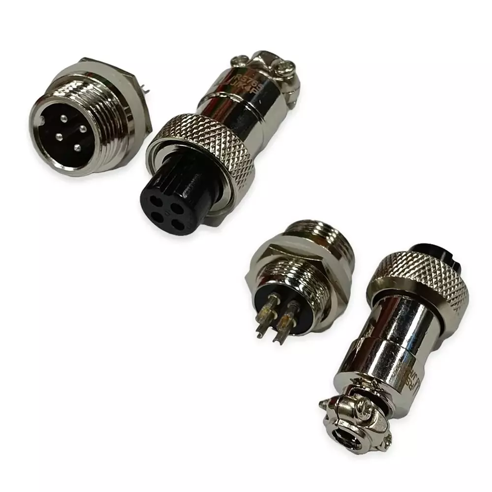 SETMI INDIA Aviation Connector Set 12 mm 4-Pin Male & Female Plug Metal Circular Solder Jack