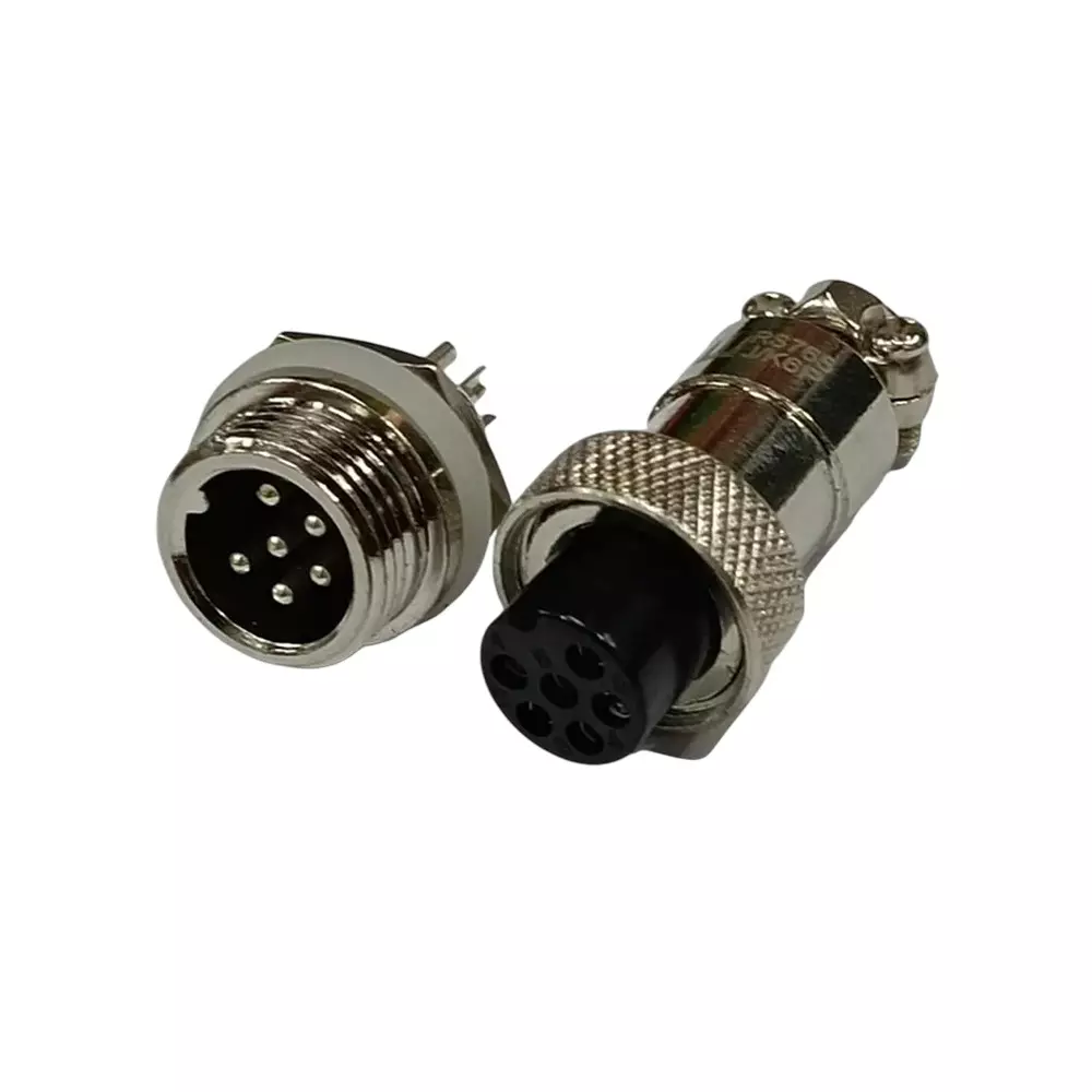 SETMI INDIA Aviation Connector Set 12 mm 6-Pin Male & Female Plug Metal Circular Solder Jack