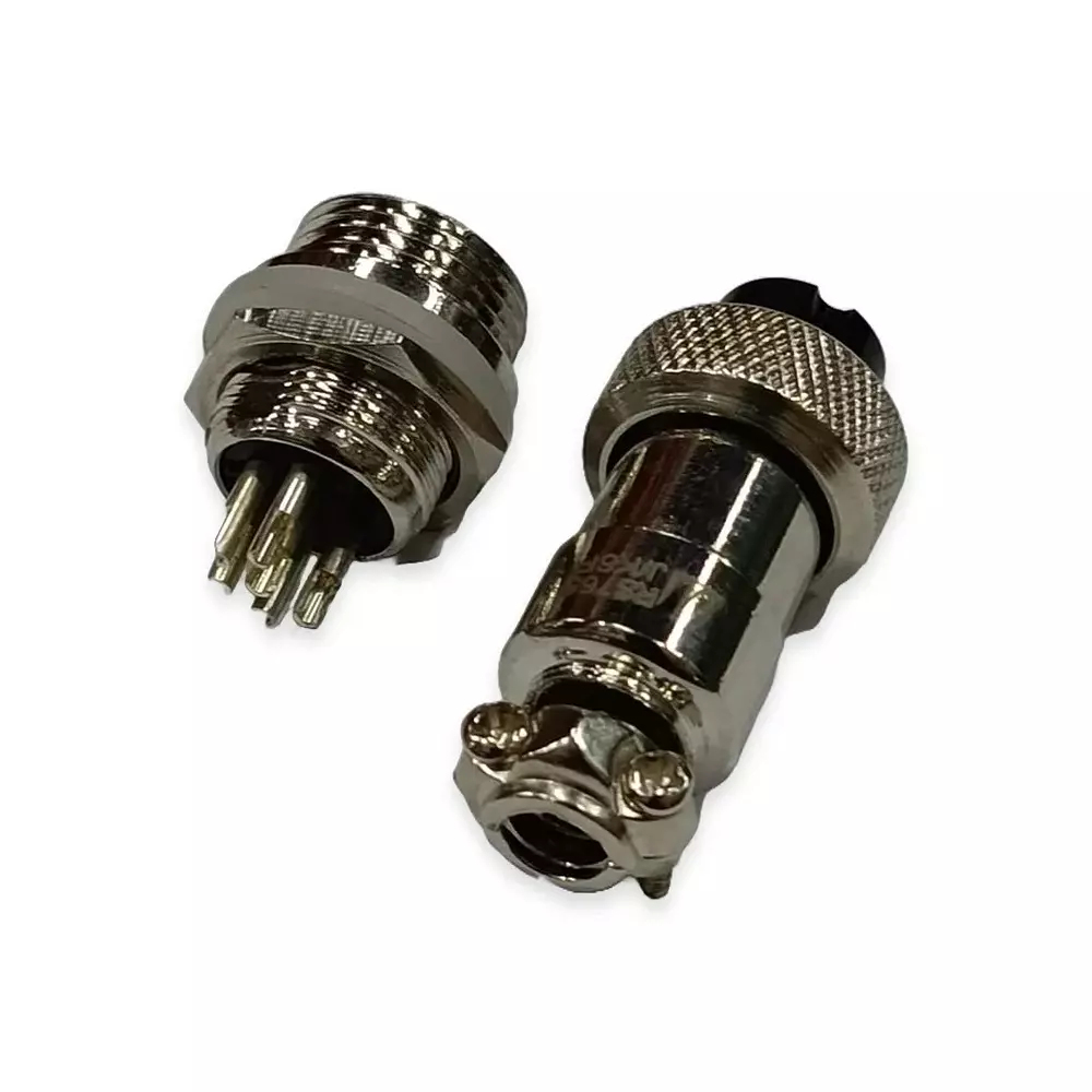 SETMI INDIA Aviation Connector Set 12 mm 6-Pin Male & Female Plug Metal Circular Solder Jack