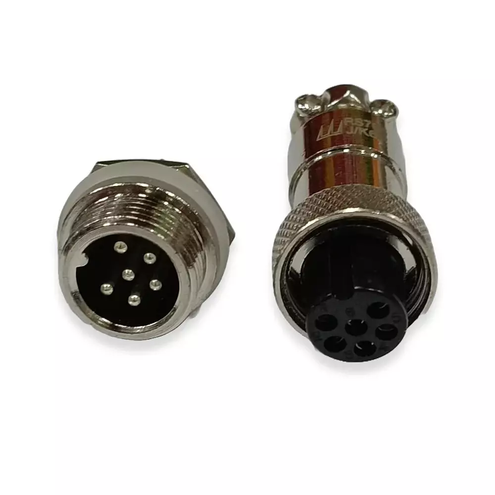 SETMI INDIA Aviation Connector Set 12 mm 6-Pin Male & Female Plug Metal Circular Solder Jack