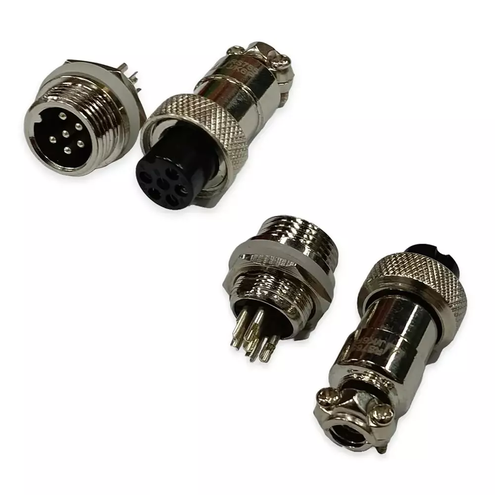 SETMI INDIA Aviation Connector Set 12 mm 6-Pin Male & Female Plug Metal Circular Solder Jack
