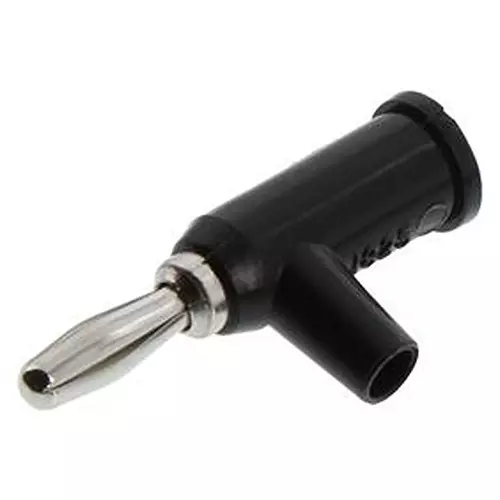 POMONA Banana Plug With Safety Collar, 15A, Solderless, Set Screw, Black - Bulk Package, 1825-0#