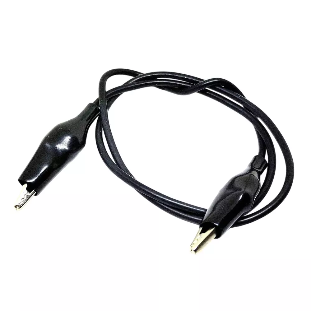 Invento Double Ended Mini Crocodile Alligator Clip with 20 AWG 500 mm Length 0.5 sq.mm Silicone Wire Black, ISC 3018-4 (Pack of 8 Pcs)