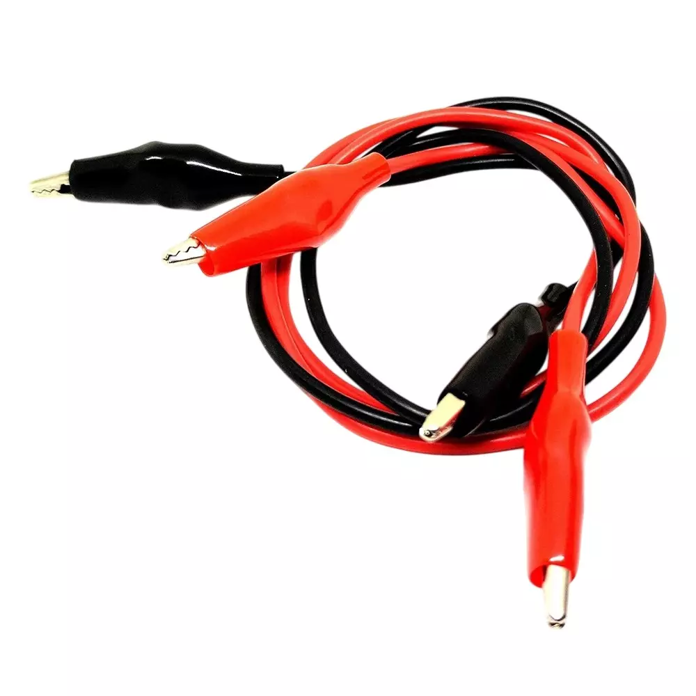 Invento Double Ended Mini Crocodile Alligator Clip with 20 AWG 500 mm Length 0.5 sq.mm Silicone Wire Black & Red, ISC 3020