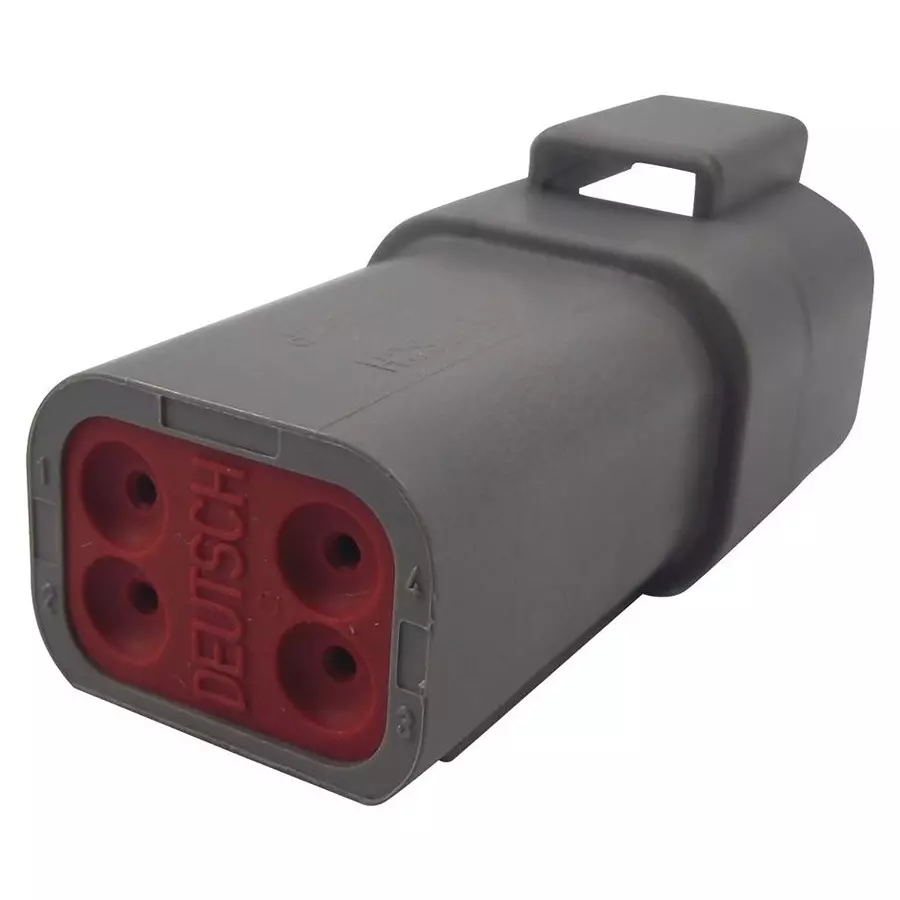 DEUTSCH - TE CONNECTIVITY RECEPTACLE HOUSING, 4POS, PA GF, GREY, DT04-4P