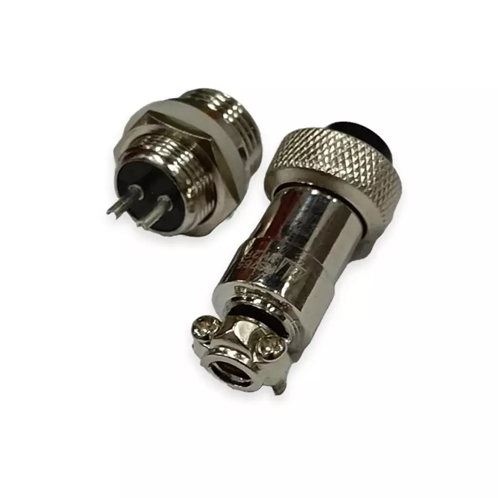 SETMI INDIA Aviation Connector Set 12 mm 2-Pin Male & Female Plug Metal Circular Solder Jack