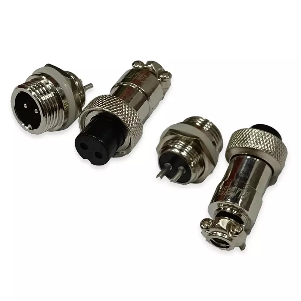 SETMI INDIA Aviation Connector Set 12 mm 2-Pin Male & Female Plug Metal Circular Solder Jack