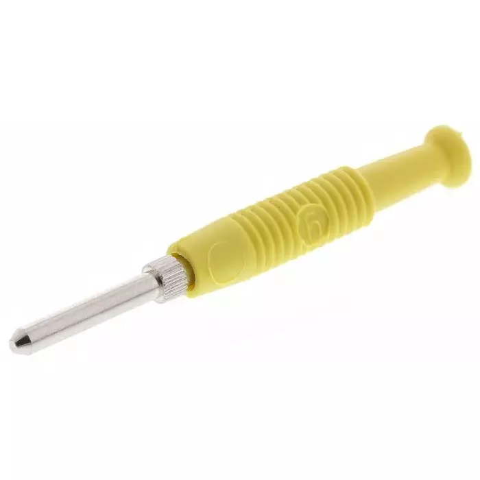 HIRSCHMANN TEST AND MEASUREMENT Banana Plug Yellow male 2 mm Connector Solder Termination 6A 60V DC Nickel Plating, 973509103 (Pack of 100)