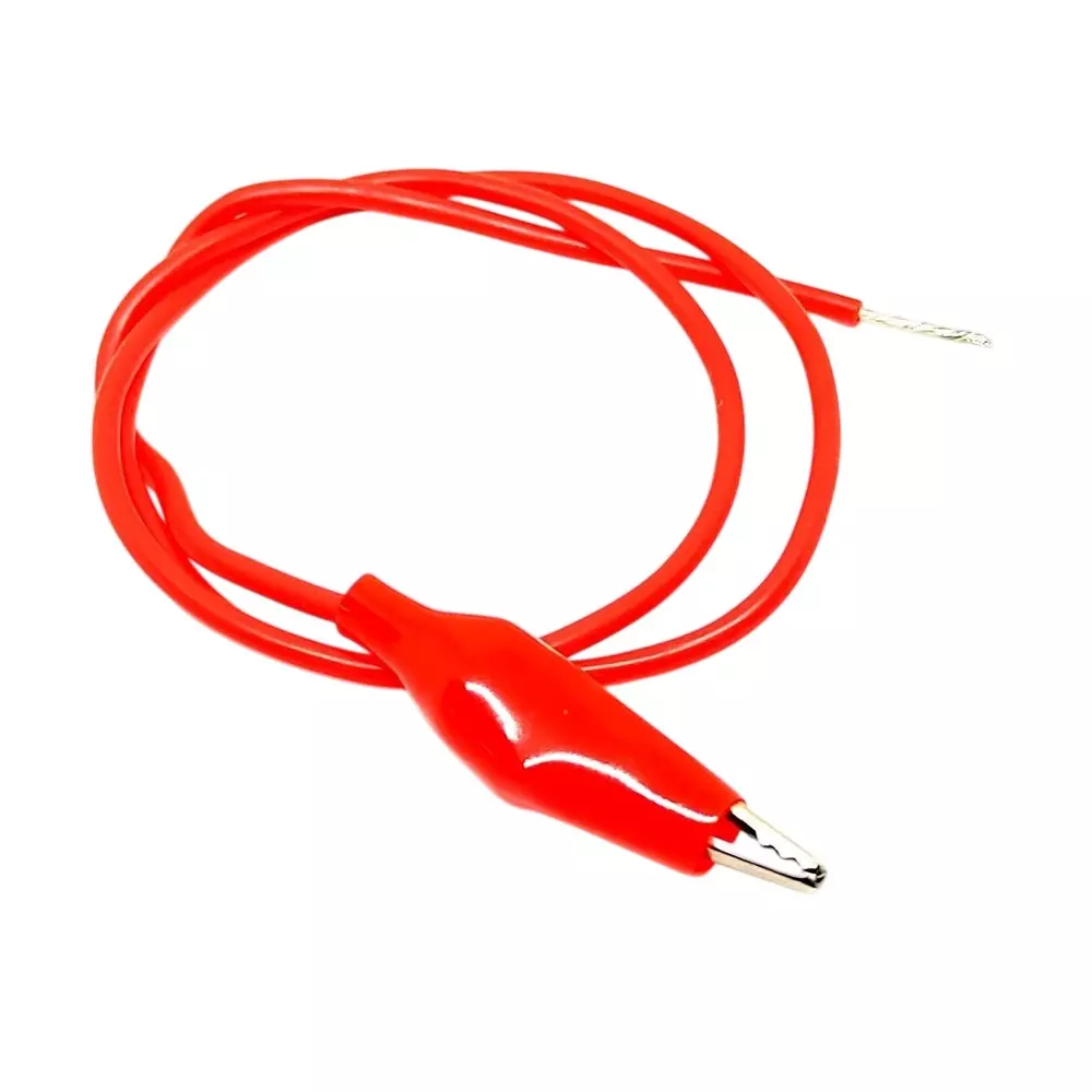 Invento Mini Crocodile Alligator Clip with 20 AWG 500 mm Length 0.5 sq.mm Silicone Wire Red, ISC 3016-6 (Pack of 15 Pcs)