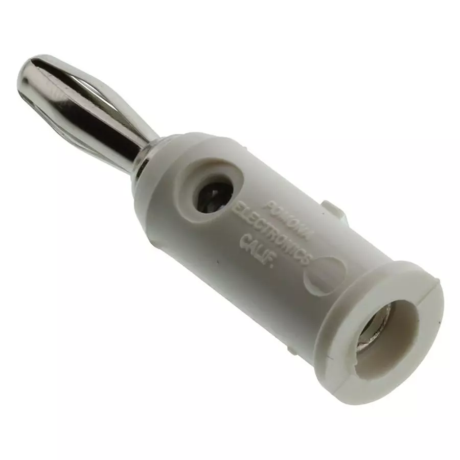 POMONA Banana Plug, 15A, Solderless, White, 1325-9 (Pack of 10)