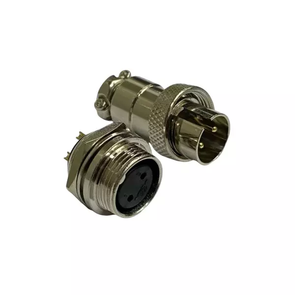SETMI INDIA GX16 Reverse Polarity Aviation Connector 2-Pin 16 mm 10 A 250 V with Threaded Lock