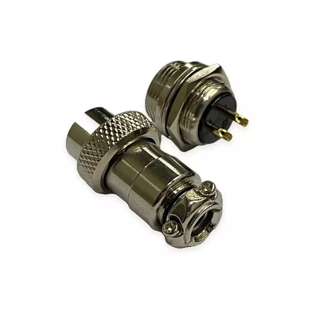 SETMI INDIA GX16 Reverse Polarity Aviation Connector 2-Pin 16 mm 10 A 250 V with Threaded Lock