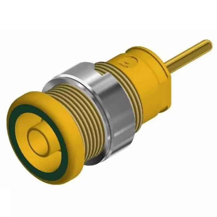 HIRSCHMANN TEST AND MEASUREMENT Banana Connector Green Yellow Female 4 mm Solder Termination 24A 1kV Gold, 972359188
