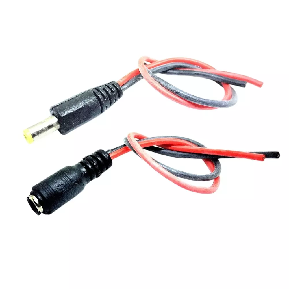 Invento Male + Female DC Jack Plug Combo 5.5x2.1 mm 150 mm Length 20 AWG Gauge with Silicone Wire, ISC 3006-3 (Pack of 6 Pairs)