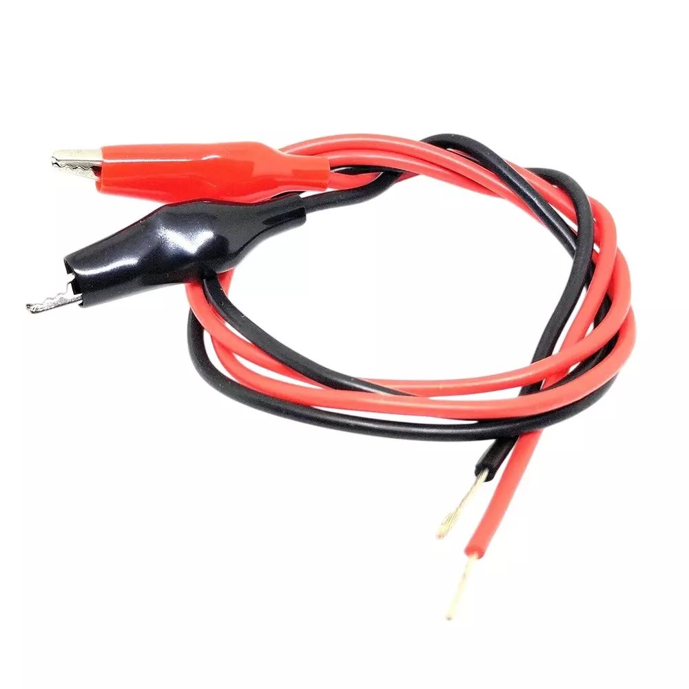 Invento Mini Crocodile Alligator Clip with 20 AWG 500 mm Length 0.5 sq.mm Silicone Wire Black & Red, ISC 3017-2 (Pack of 4 Pcs)