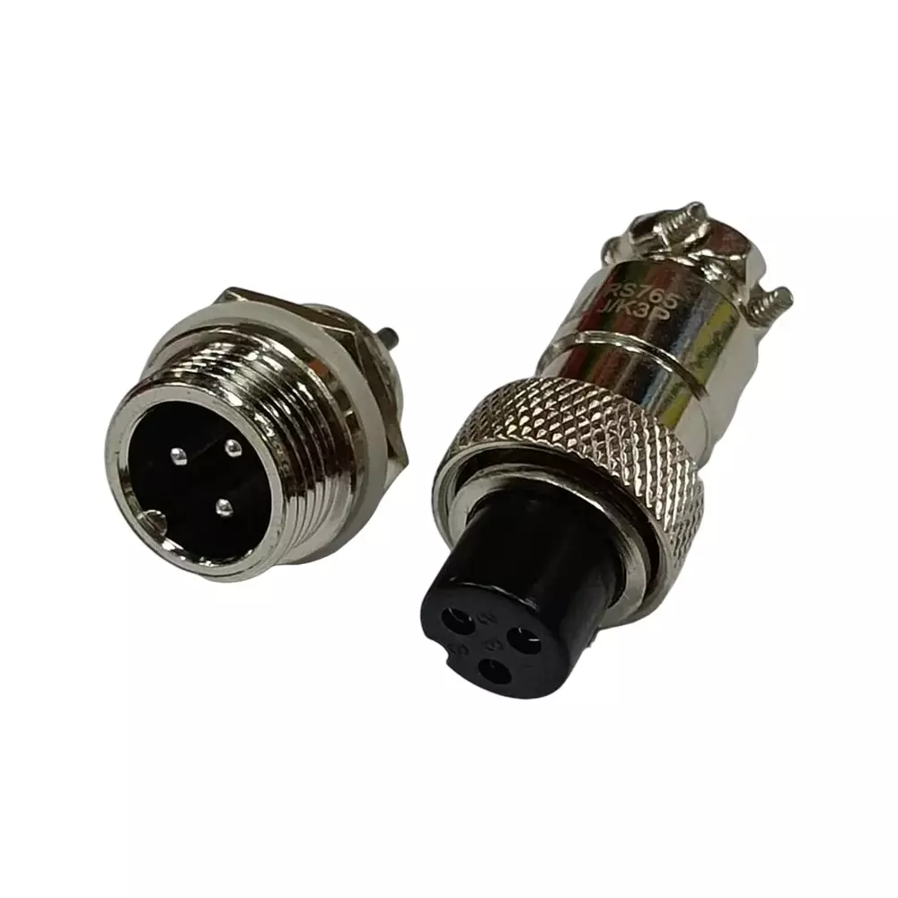 SETMI INDIA Aviation Connector Set 12 mm 3-Pin Male & Female Plug Metal Circular Solder Jack