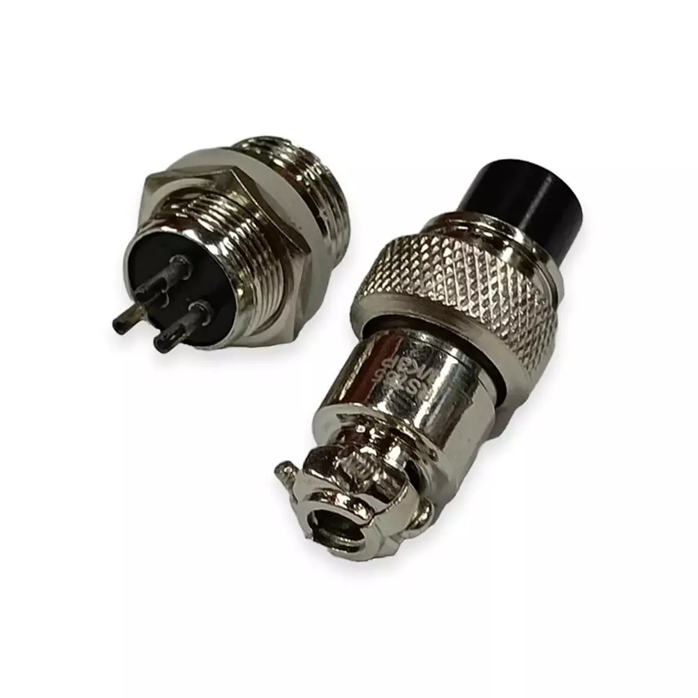 SETMI INDIA Aviation Connector Set 12 mm 3-Pin Male & Female Plug Metal Circular Solder Jack