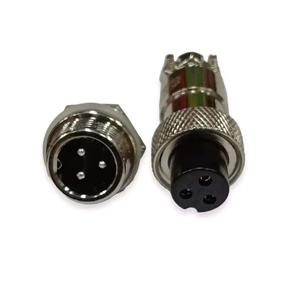 SETMI INDIA Aviation Connector Set 12 mm 3-Pin Male & Female Plug Metal Circular Solder Jack
