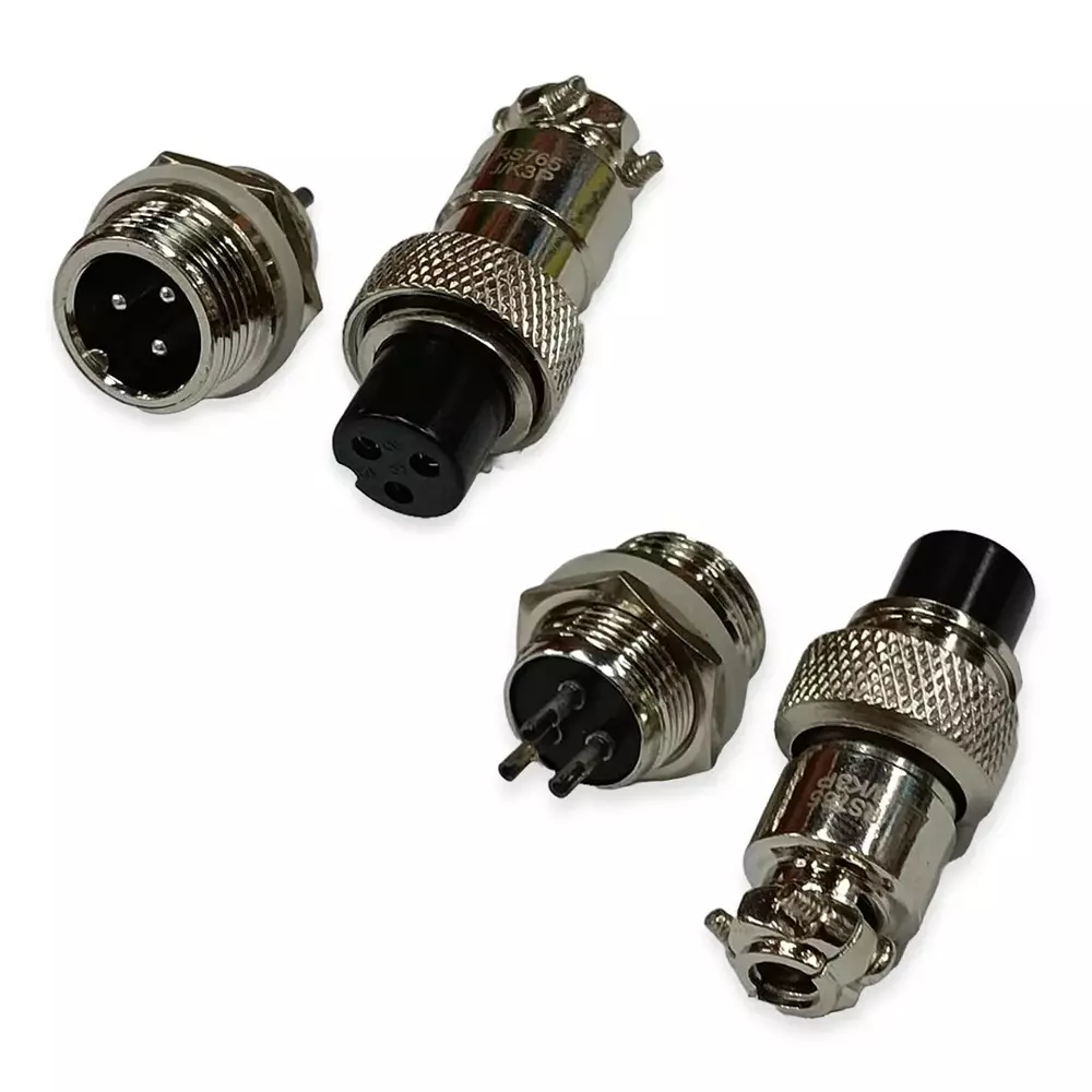 SETMI INDIA Aviation Connector Set 12 mm 3-Pin Male & Female Plug Metal Circular Solder Jack
