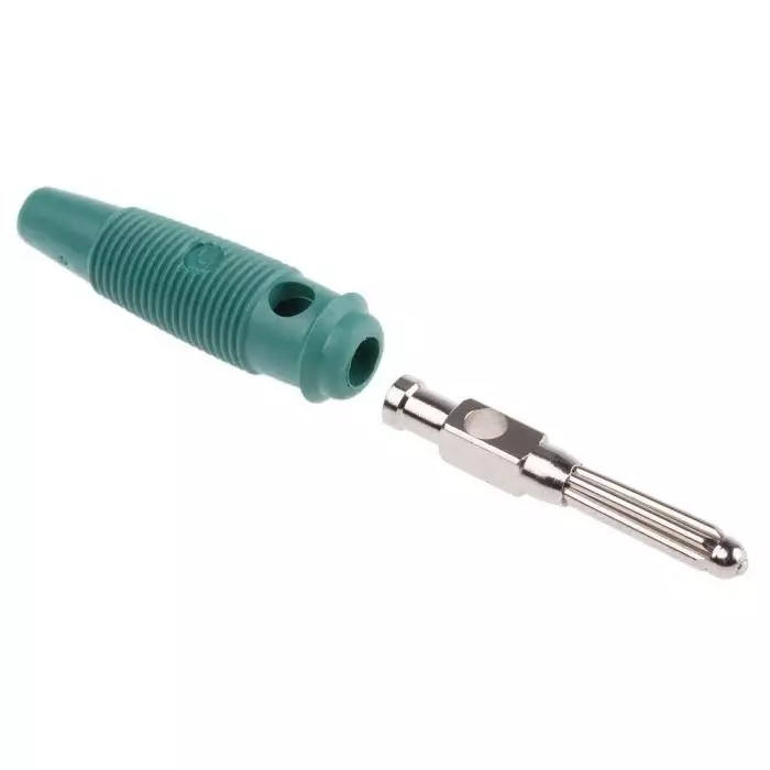 HIRSCHMANN TEST AND MEASUREMENT Banana Plug Green male 4 mm Connector Solder Termination 30A 30 V AC 60V DC Nickel, 930727104 (Pack of 500)