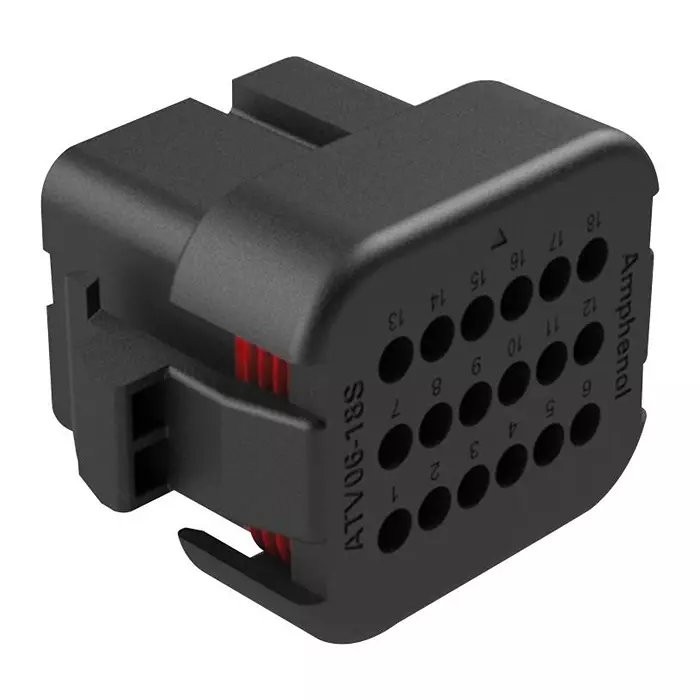 AMPHENOL SINE/TUCHEL HOUSING, PLUG, 18POS, PLASTIC, BLACK, ATV06-18SB