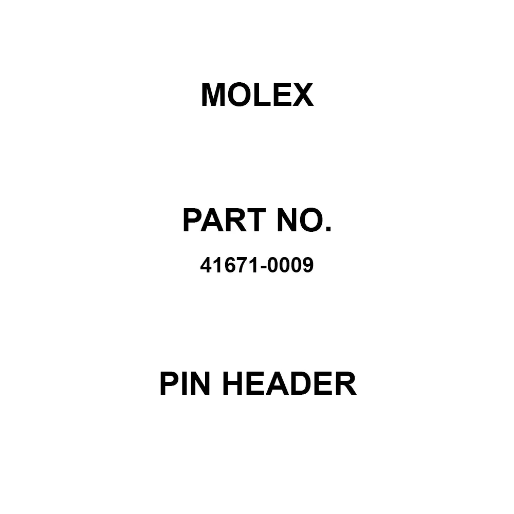 Molex Pin Header 3.96 mm Pitch Spacing 1 Rows, 41671-0009