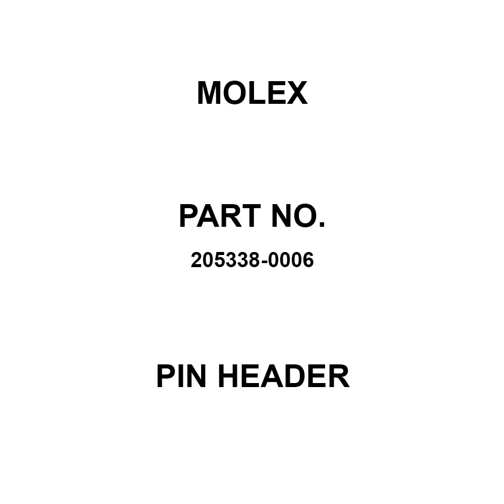 Molex Pin Header 2 mm Pitch Spacing 1 Rows, 205338-0006 (Pack of 1800)