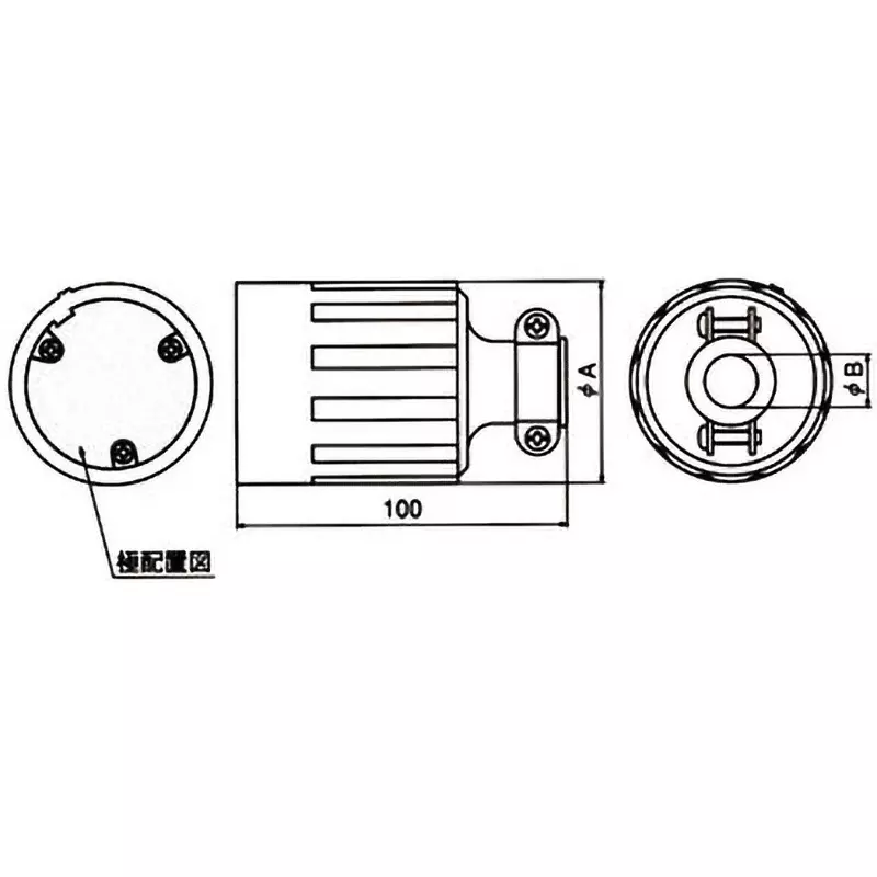 AMERICAN DENKI Cord Connector Body 125 V Rated Voltage, 3314R-L5