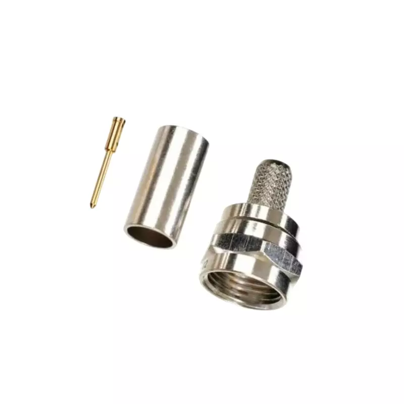 GENERIC F-Type Male Crimp Connector Brass with Ferrule & Pin for RG-58 Straight Coaxial Cable, RC089