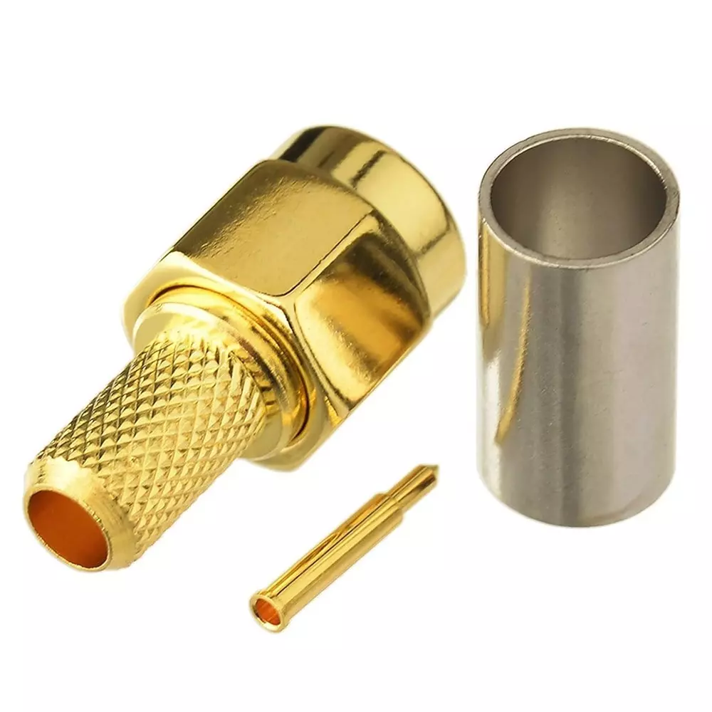 GENERIC SMA Male Crimp Connector Brass with Ferrule & Pin for LMR200/RG-58/RG-142/RG-400 Coaxial Cable, RC015