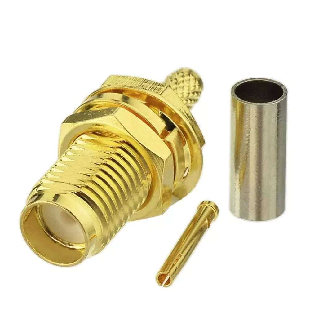 GENERIC SMA Female Bulkhead Crimp RF Connector Gold-Plated for Signal Transmission and Connectivity
