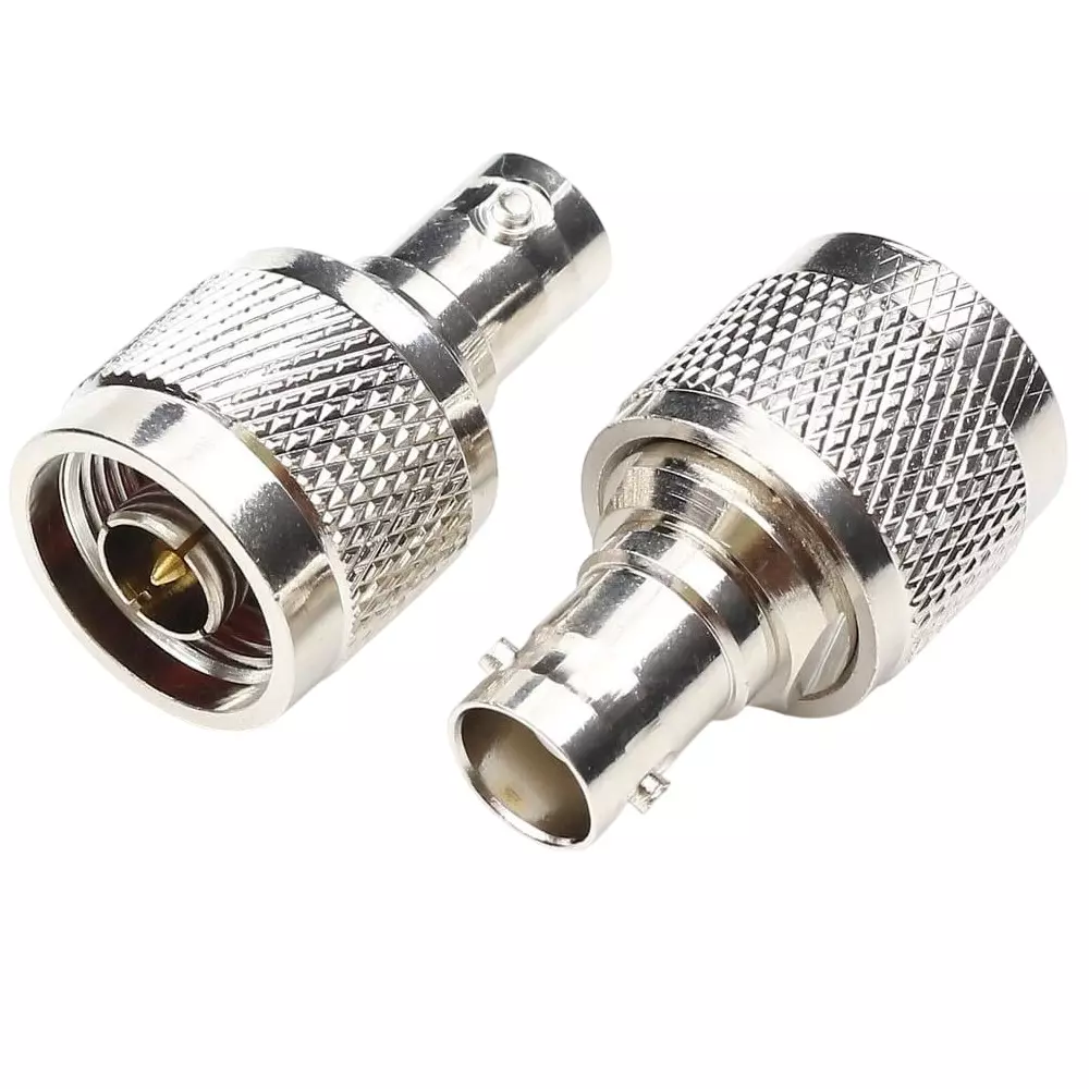 GENERIC N Male to BNC Female RF Connector Adapter 50 Ω Impedance Silver, TA004-2 (Pack of 2)