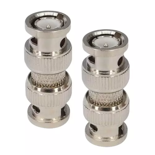 GENERIC BNC Male to BNC Male Adapter Connector Brass 50 Ω Impedance Silver, TA005-2 (Pack of 2)