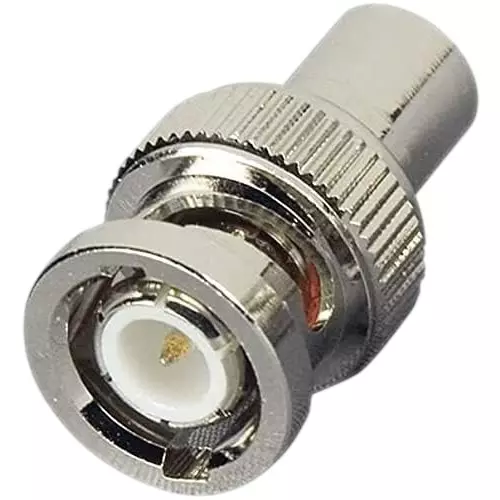 GENERIC BNC Male to RCA Female Plug Adapter Metal Alloy 50 Ω Impedance, Silver